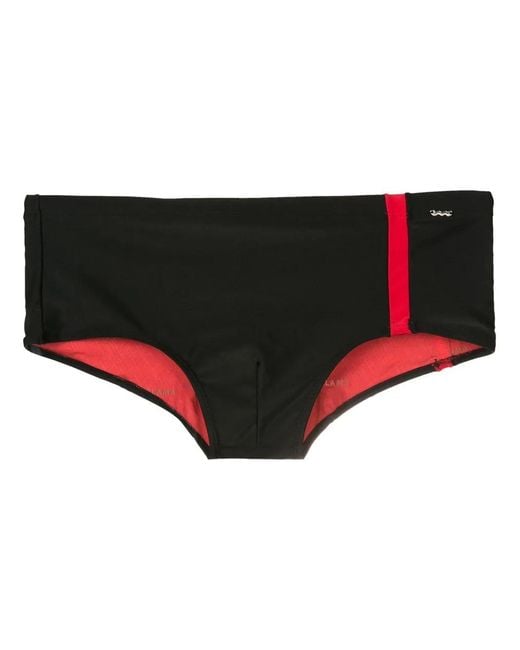 Amir Slama Black Two-Tone Striped Swimming Shorts for men