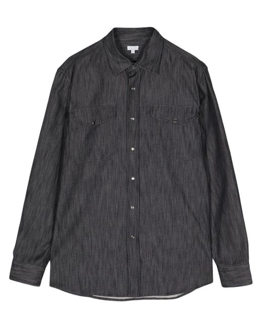 Caruso Black Spread-collar Denim Shirt for men