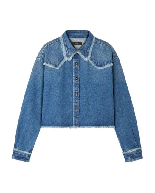 Alanui Blue Pacific Roads Frayed-Hem Denim Shirt
