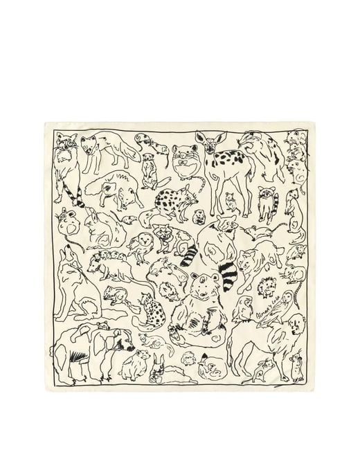 Bimba Y Lola Natural Carré De Poche À Motif Animalier Blanc Cassé