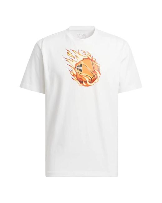 Adidas White Graphic-Print T-Shirt for men