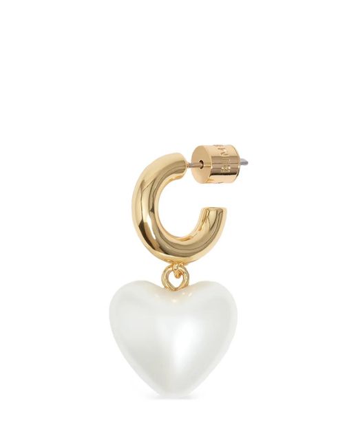 Bimba Y Lola White Heart Pearl Earrings