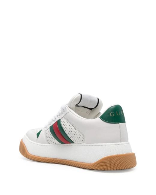 Gucci White Screener Leather Sneakers