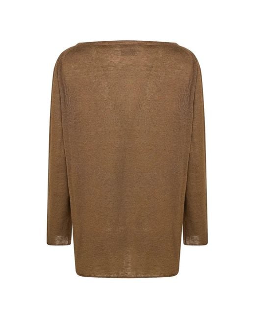 Alpha Studio Brown Linen Neck Over Blouse