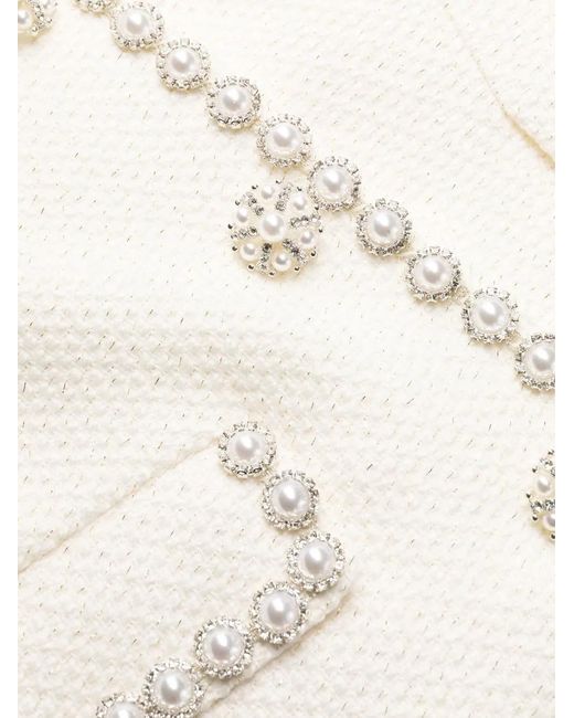 Self-Portrait White Crystal-Embellished Blazer Dress