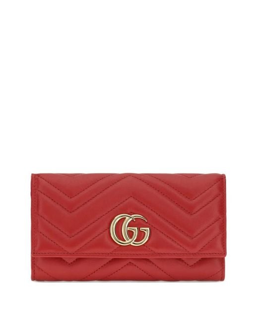 Gucci Red Gg Marmont Continental Quilted Wallet
