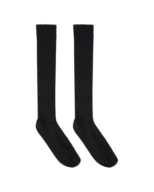RED Valentino Black Ribbed Socks