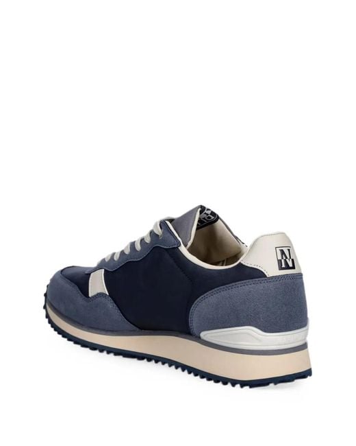 Napapijri Blue Cosmos Logo-Print Panelled Sneakers for men