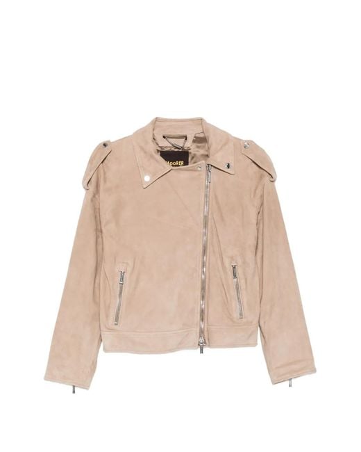 Moorer Natural Loette Zip-Fastening Leather Jacket