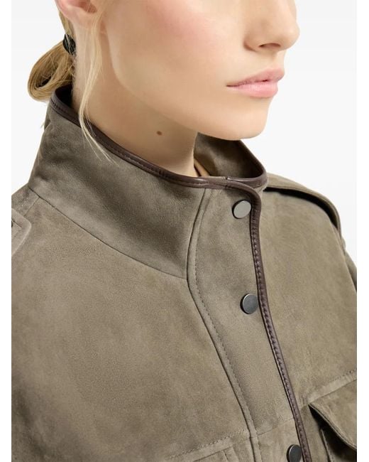 Brunello Cucinelli Leren Jack in het Green