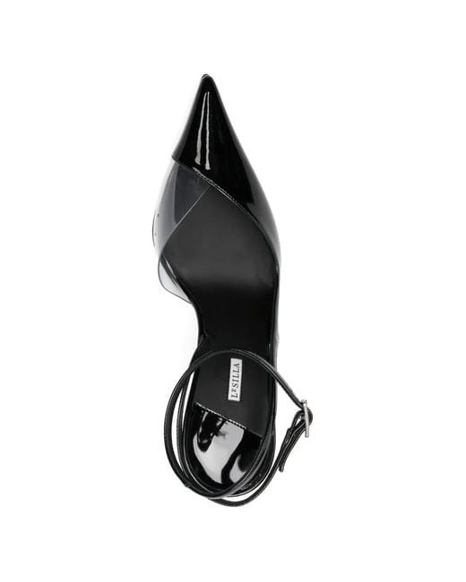Le Silla Black Ankle-Strap Pointed-Toe Pumps