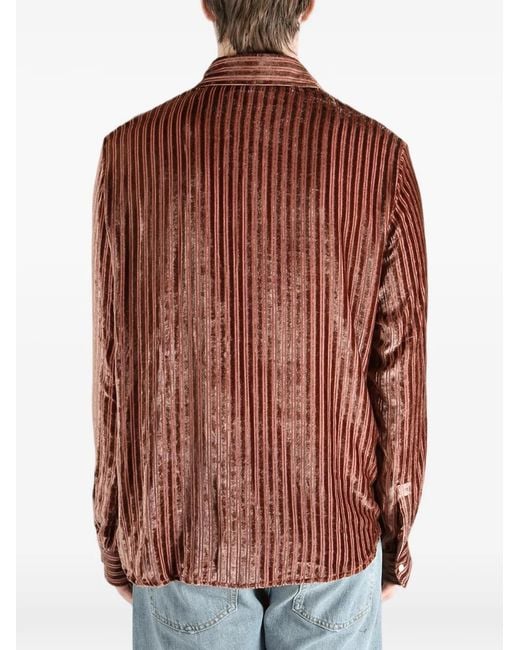 Amiri Brown Striped-Pattern Buttoned Shirt for men