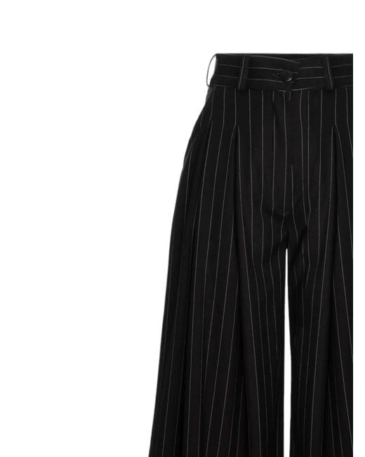 Hamza Black Kimi Striped Wide-Leg Trousers