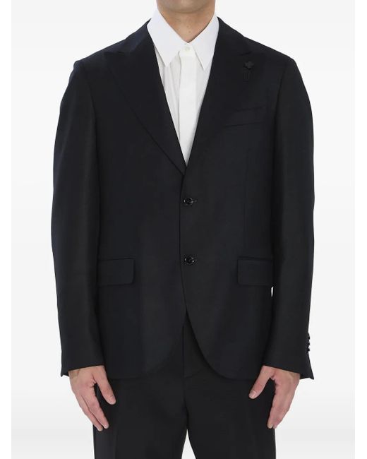 Lardini Black Peak-Lapel Blazer for men
