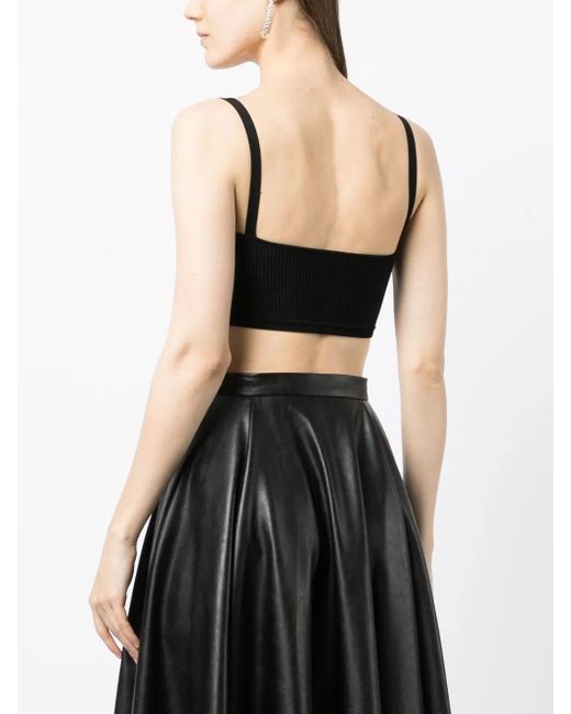 McQueen Black Ribbed-Knit Bra Top