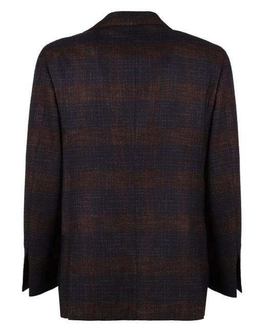 Kiton Black Check-Pattern Blazer for men