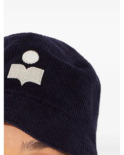 Isabel Marant Blue Embroidered Logo Bucket Hat