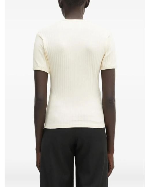 Wales Bonner White Ribbed Logo-Patch Top