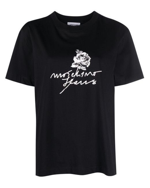 Moschino Jeans Black T-Shirt mit Logo-Print