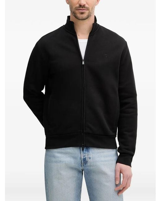 Trussardi Black Logo-Embroidered Zip-Up Cardigan for men