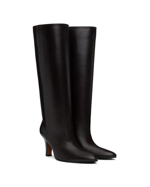 The Row Black Pointed-Toe Knee-High Boots