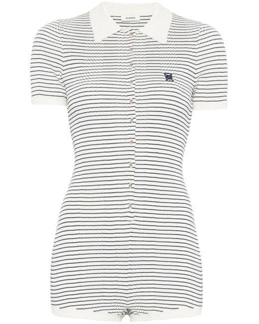 Sandro White Striped Jumpsuit