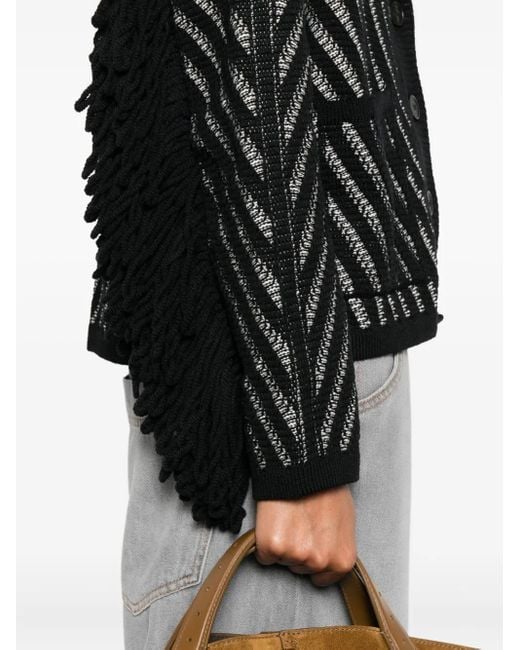 Golden Goose Deluxe Brand Black Striped Wool Cardigan