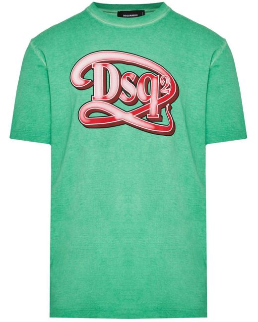 Logo-print cotton T-shirt DSquared² pour homme en coloris Green