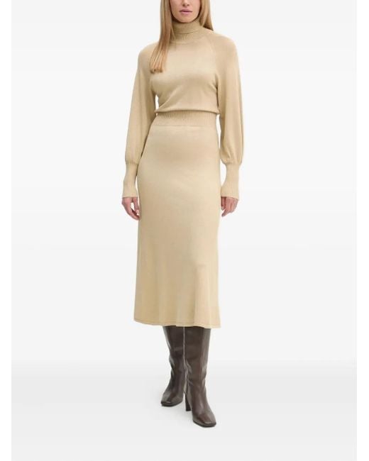 Bruuns Bazaar Natural Anemonesbbmaisy Turtleneck Long-Sleeved Midi Dress