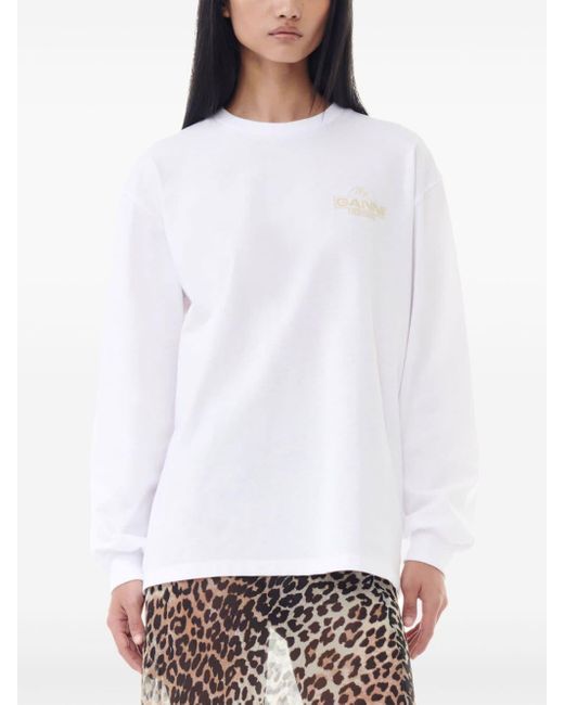 Ganni Sweater Met Logoprint in het White