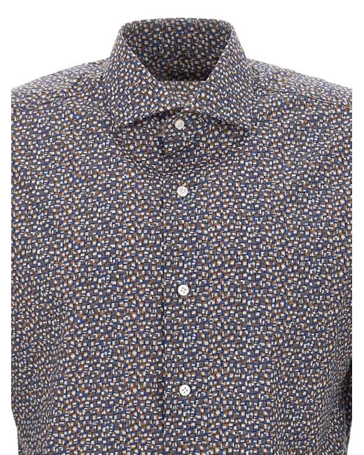 Barba Napoli Gray Micro-Optical Pattern Shirt for men