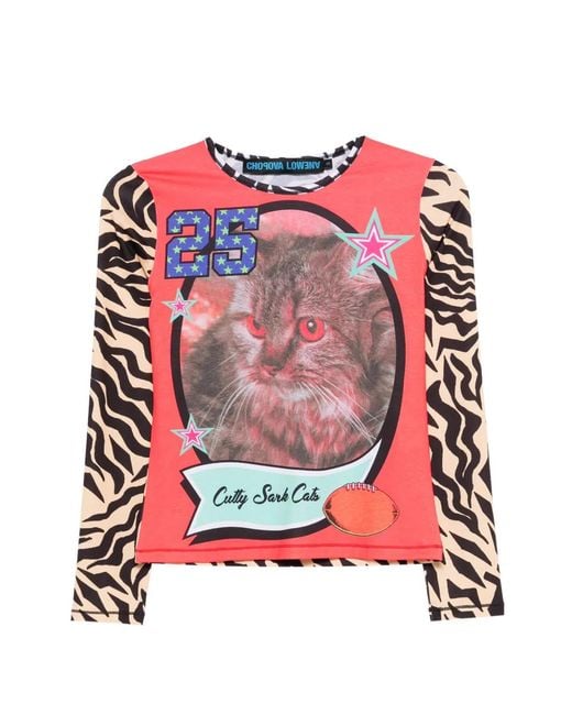 Chopova Lowena Red Cutty Sark Cats Graphic T-Shirt