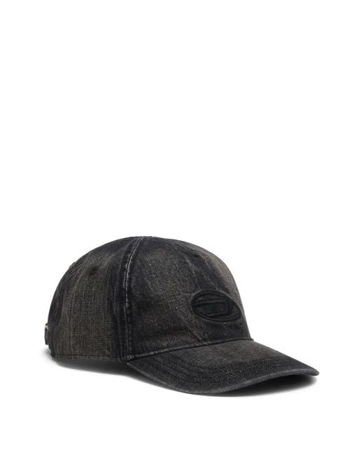 DIESEL Black Cappello Da Baseball for men