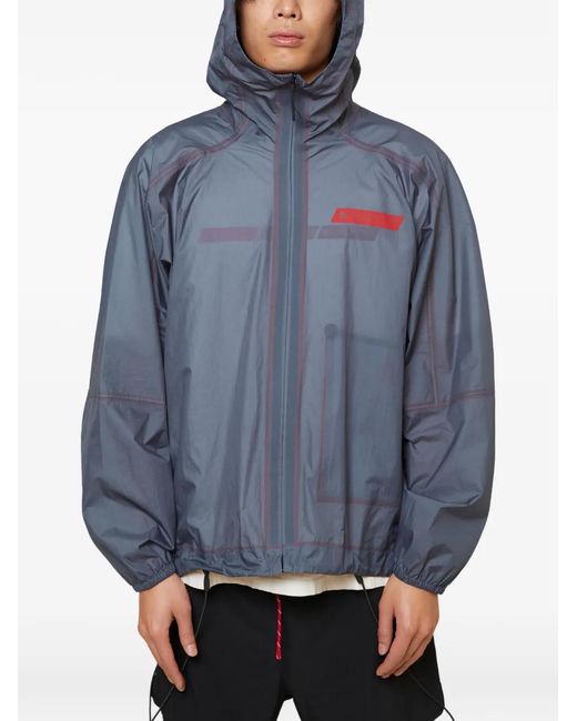 District Vision Blue X Massimo Osti Logo Hooded Jacket for men