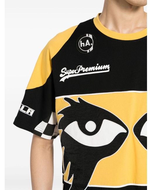 Haculla Black Super Premium Racer Panelled T-shirt for men