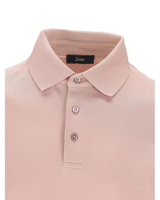 Herno Poloshirt Met Knopen in het Pink voor heren