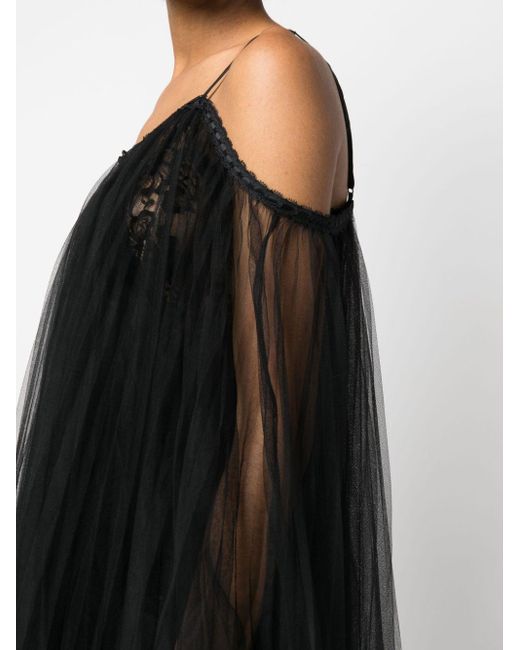 Alexander Wang Black Lace-embroidered Charmeuse Tunic Top