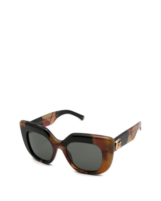 Gucci Black Oversized-Frame Tortoiseshell-Effect Sunglasses