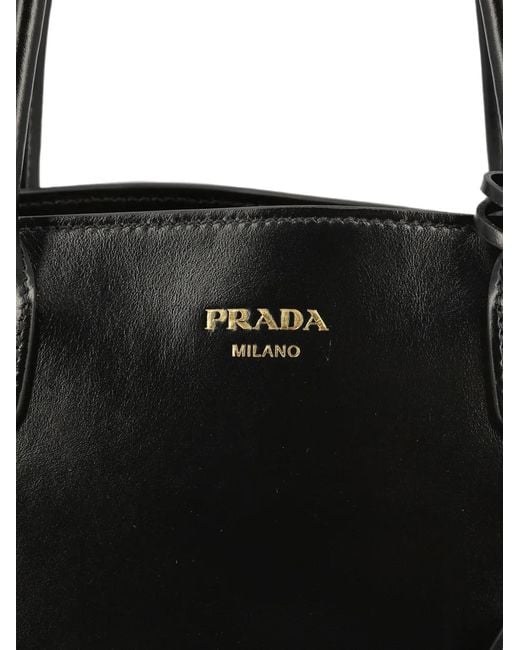Prada Black Logo-Stamp Leather Shoulder Bag