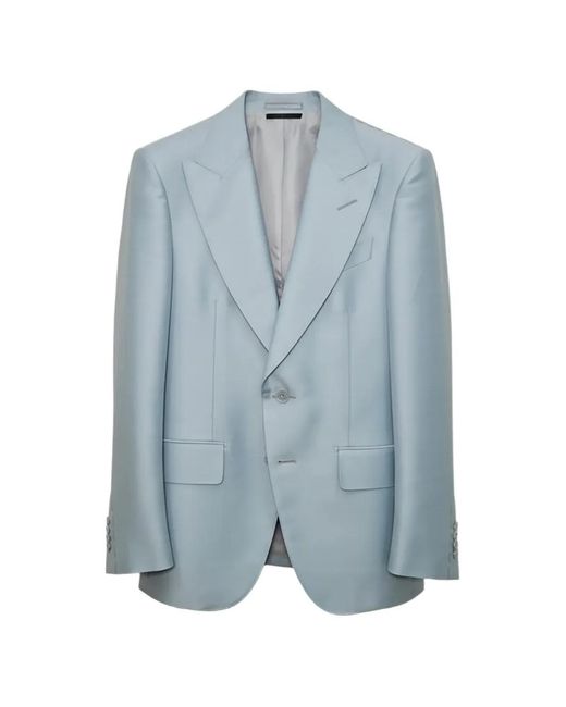 Tom Ford Blue V-Cut Lapel Suit for men