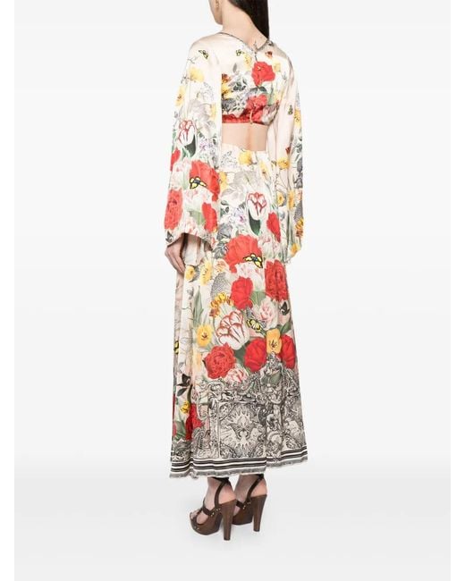 Camilla White Printed Flared Sleeve Dress