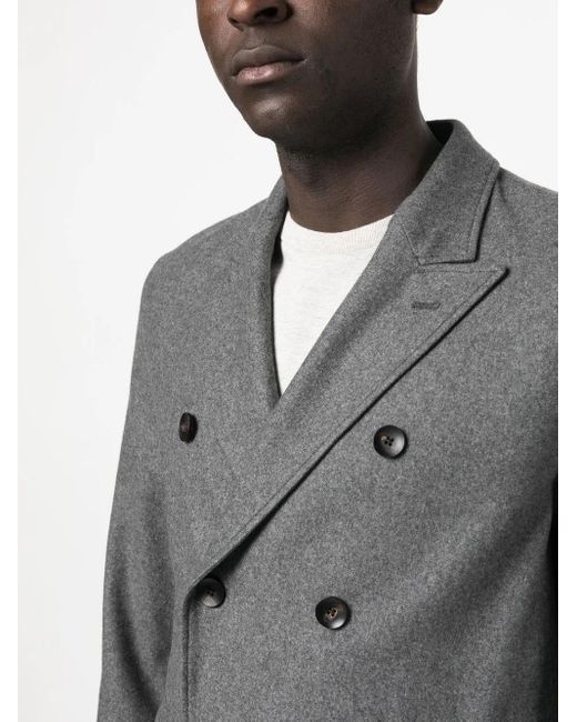 Lardini Gray Double-Breasted Cashmere Jacket for men
