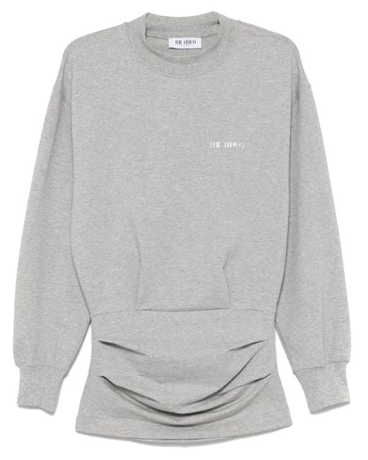 The Attico Gray Cotton Short Dress With A Crew Neck