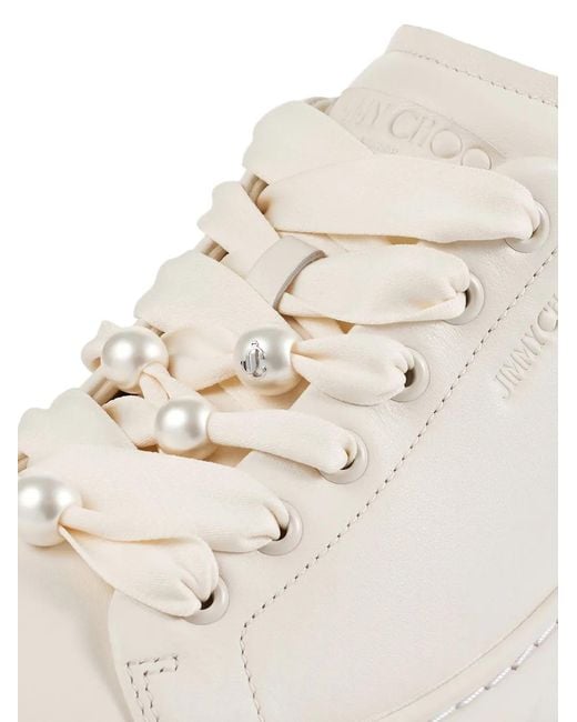 Jimmy Choo Diamond Light Maxi F Sneakers Met Parel in het White