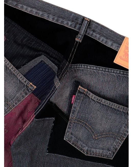Junya Watanabe White Patchwork-Design Button-Fastening Jeans for men