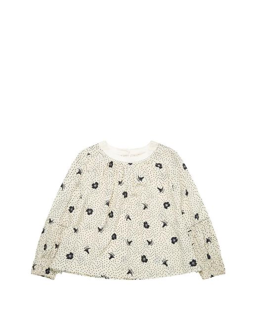Renli Su White Floral-Print Polka-Dot Blouse