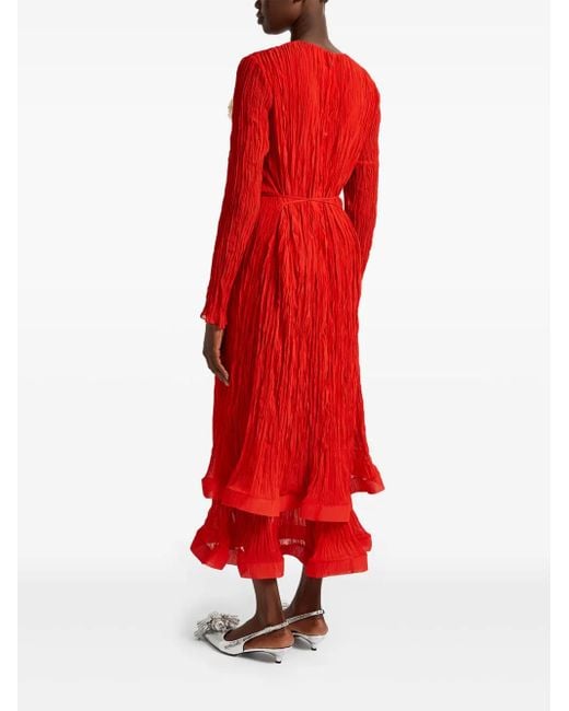 Erdem Red Midikleid Mit Langen Ärmeln