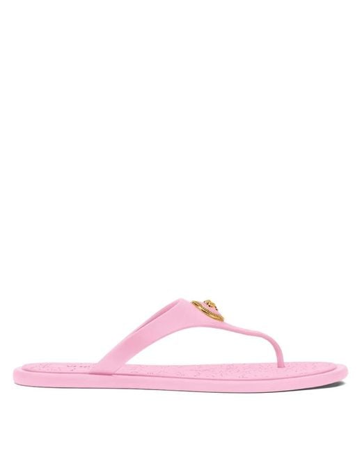 Versace Pink Alia Rubber Flat Sandals