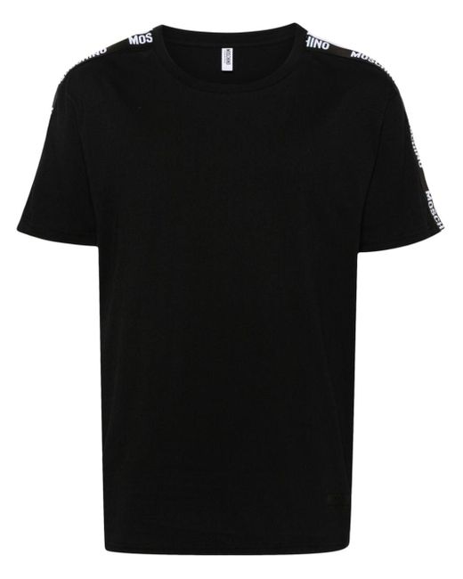 Camiseta con franjas del logo Moschino de hombre de color Black