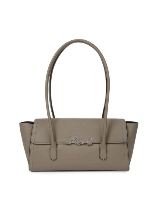 Karl Lagerfeld Gray K/Signature Elongated Shoulder Bag